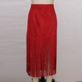 thumbnail image 6 of AUNVITO Women's High Waist Maxi Skirt Slim Fit Long Length with Fringe Hem Suede Look Casual Elegant, 6 of 8