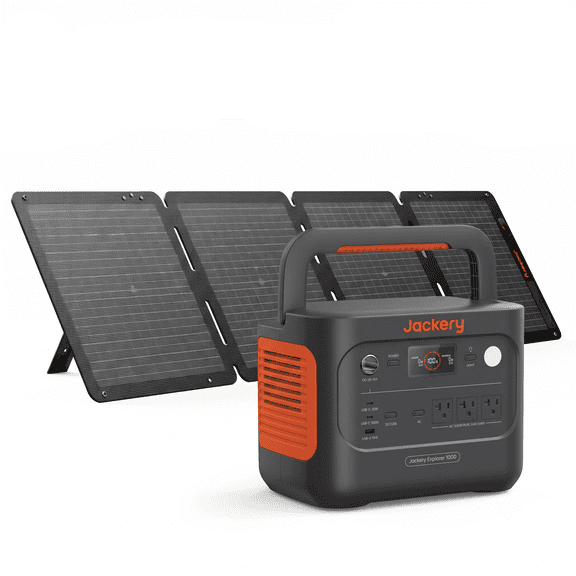 Jackery E1000AC 1060Wh Portable Power Station with 100W Solar Panel, 1500W Solar Kit for RV, Camping & Backup