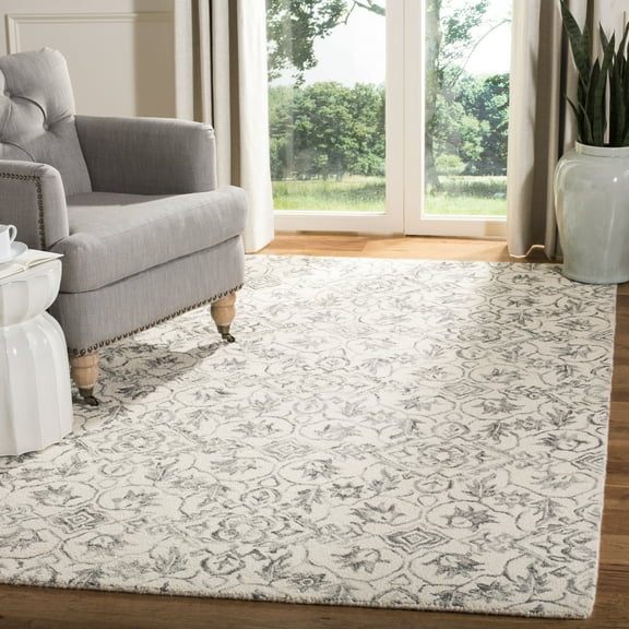 Safavieh Dip Dye Winston Floral Wool Area Rug, Gray/Ivory, 5' x 8'