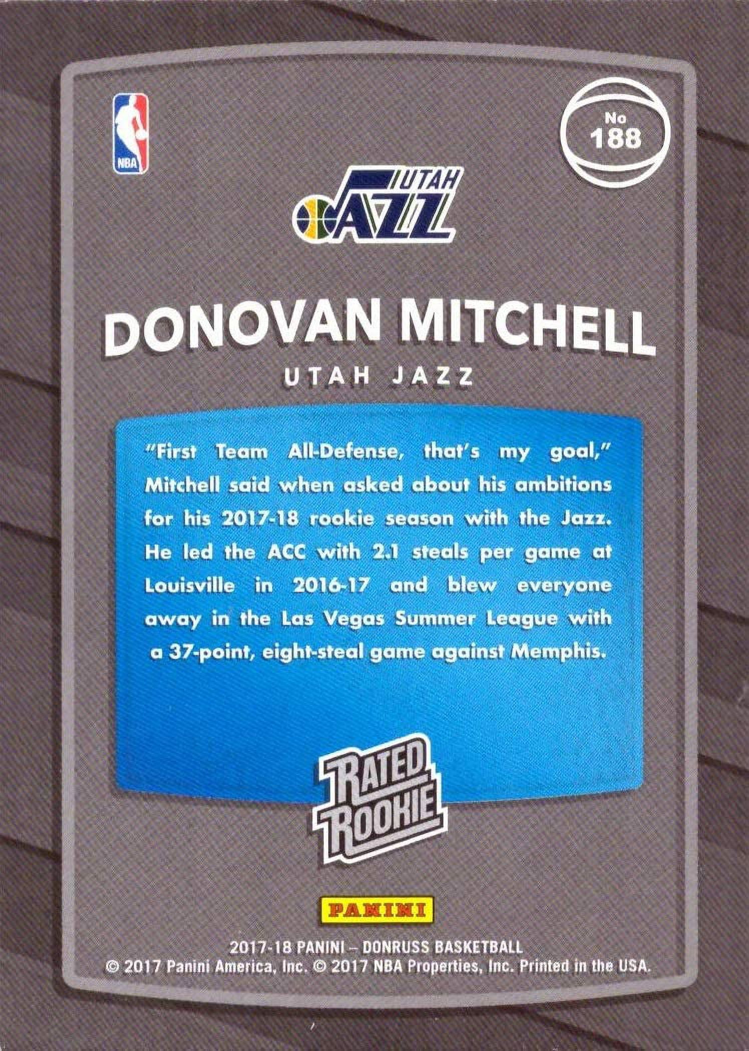 2017-18 Donruss Optic NBA Donovan Mitchell Jazz RC Auto Rated