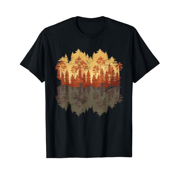 Outdoors Fall Wildlife Trees Reflection Nature Forest Black T-Shirt