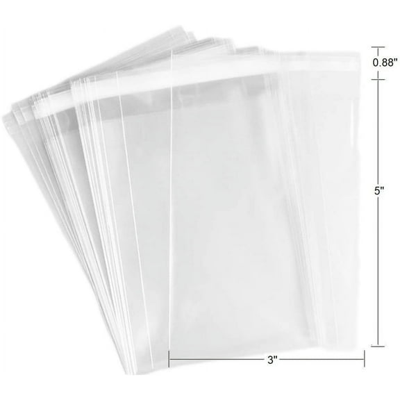 (3" x 5" (76.2 x 127mm)) - 100 Pcs 3x 5 2Mil Clear Flat Cello / 7.6cm x 13cm Cellophane Bags Good for Candies, Cookies, Bakery Goods, Soap, Other Goodie Treats