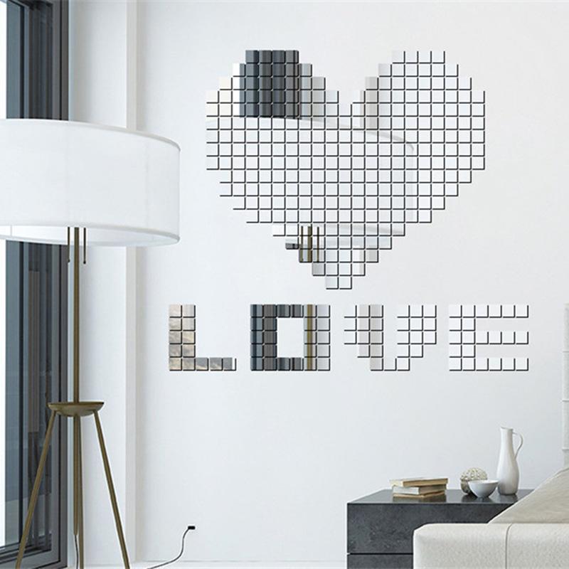 Square Crystal 2 2cm 0 79 0 79 Inches 3 3cm 1 18 1 18 Inches 4 4cm 1 57 1 57 Inches Three Dimensional Mosaic Combination Of Mirror Creative Wall Stickers Walmart Com Walmart Com