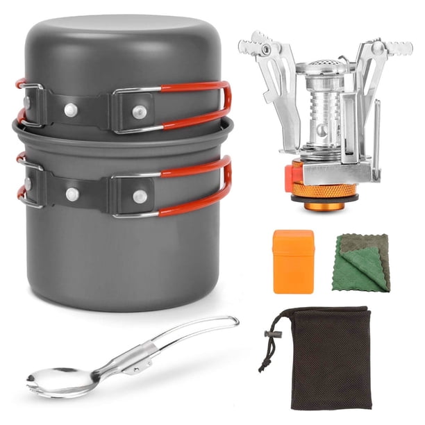 Set de utensilios de cocina al aire libre Camping Picnic Portátil Cocinar Pozo Pan Pan 2-3 Personas Montañismo Reutilizable Aluminio Aleación Estufa Burner Naranja tholdsy OD003577-01