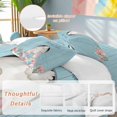 thumbnail image 5 of Easter Rabbit Tail Twin Size Comforter Set, Spring Floral Leaf Easter Eggs Blue Wood Grain Bedding for All Seasons, 4 Pcs Bed Set, 1 Quiltcover (68"x86") ,1Sheet(67"x116"), 2Pillowcases (30"x20"), 5 of 12