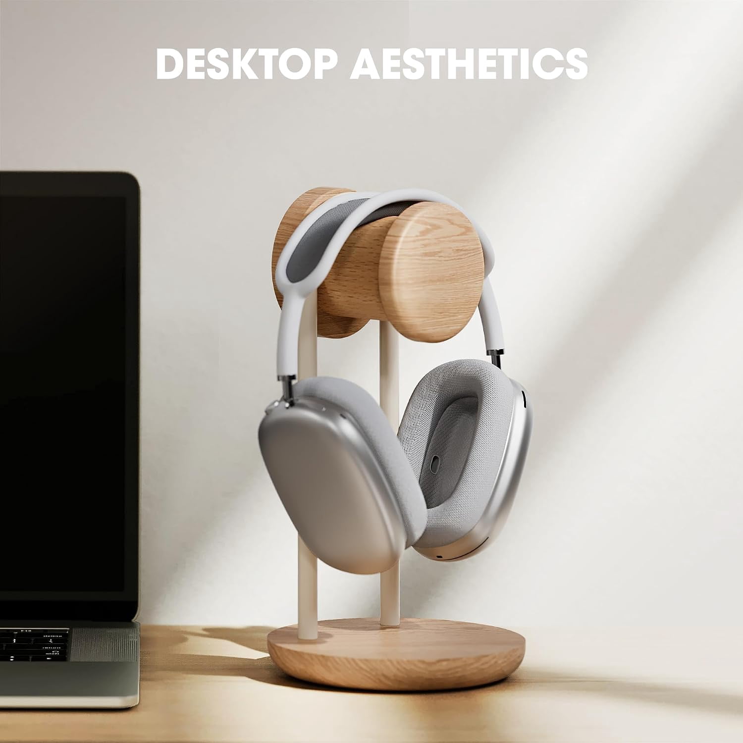 Fenge Headphone Stand with Storage Base, Desktop Headset Holder, Clear Lacquer