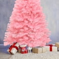 thumbnail image 4 of AQMD 6ft Premium Snow Flocked Pink Artificial Christmas Pine Tree Seasonal Holiday Carnival Decoration for Office, Party, Indoor, Outdoor with Multi Branch Tips and Foldable Stand, 4 of 7