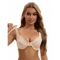 thumbnail image 4 of Unique Bargains Women's Lace Underwire Push Up Soft Cup Bras Beige 42 E, 4 of 6