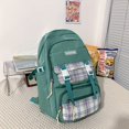 thumbnail image 1 of 1pc Plaid Large Capacity Student Backpack, Simple Solid Color Student Backpack, Women's Men's Backpack, Preppy Large-capacity Travel Backpack, 1 of 5
