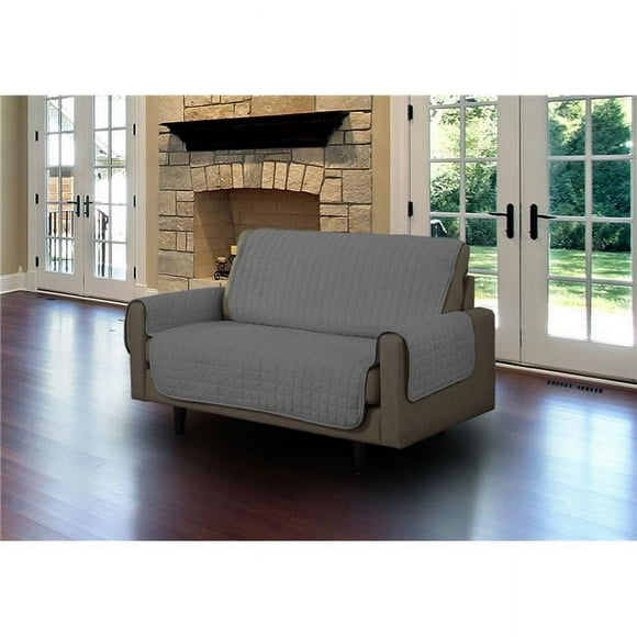Linen Store LS-SC406479 Quilted Micro Suede Love Seat Pet Protector, Gray