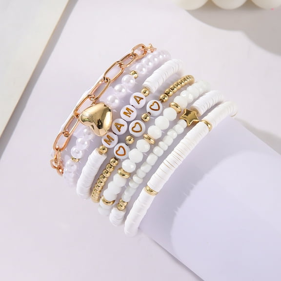 AEXTO Heishi Beaded Bracelets For Women Polymer Clay Colorful Surfer Stackable Beads Boho Bracelet Summer Beach Jewelry Set