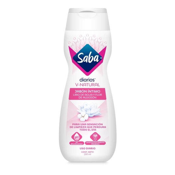 Jabón íntimo Saba Diarios v-natural lirio de agua y flor de algodón 200 ml