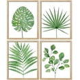 thumbnail image 5 of PixonSign Framed Wall Art Tropical Green Monstera Fan Leaf Poater, Set of 4 Nature Wilderness Wall Decor Prints, Botanical Floral Wall Décor, Rustic Classic Countryside Artwork - 12"x16" Natural, 5 of 5