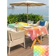 thumbnail image 4 of Easter Outdoor Tablecloth - 60x84 Inch Rectangle Dining Table Cover, Spring Rabbits Silhouette Rainbow Ombre Art Waterproof Outdoor Table Cloth with Umbrella Hole & Zipper for Picnic/Patio/Party, 4 of 7