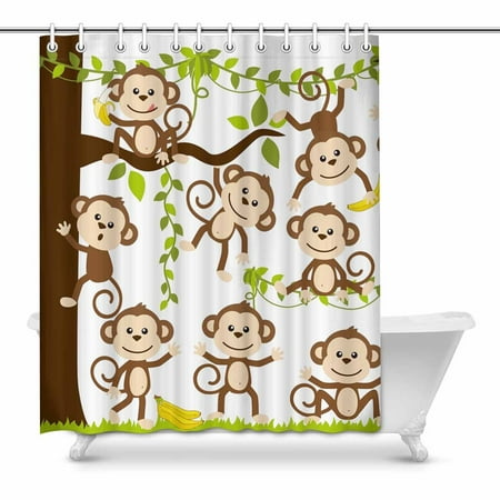 Mkhert Cute Cartoon Monkey Art Home Decor Waterproof Polyester