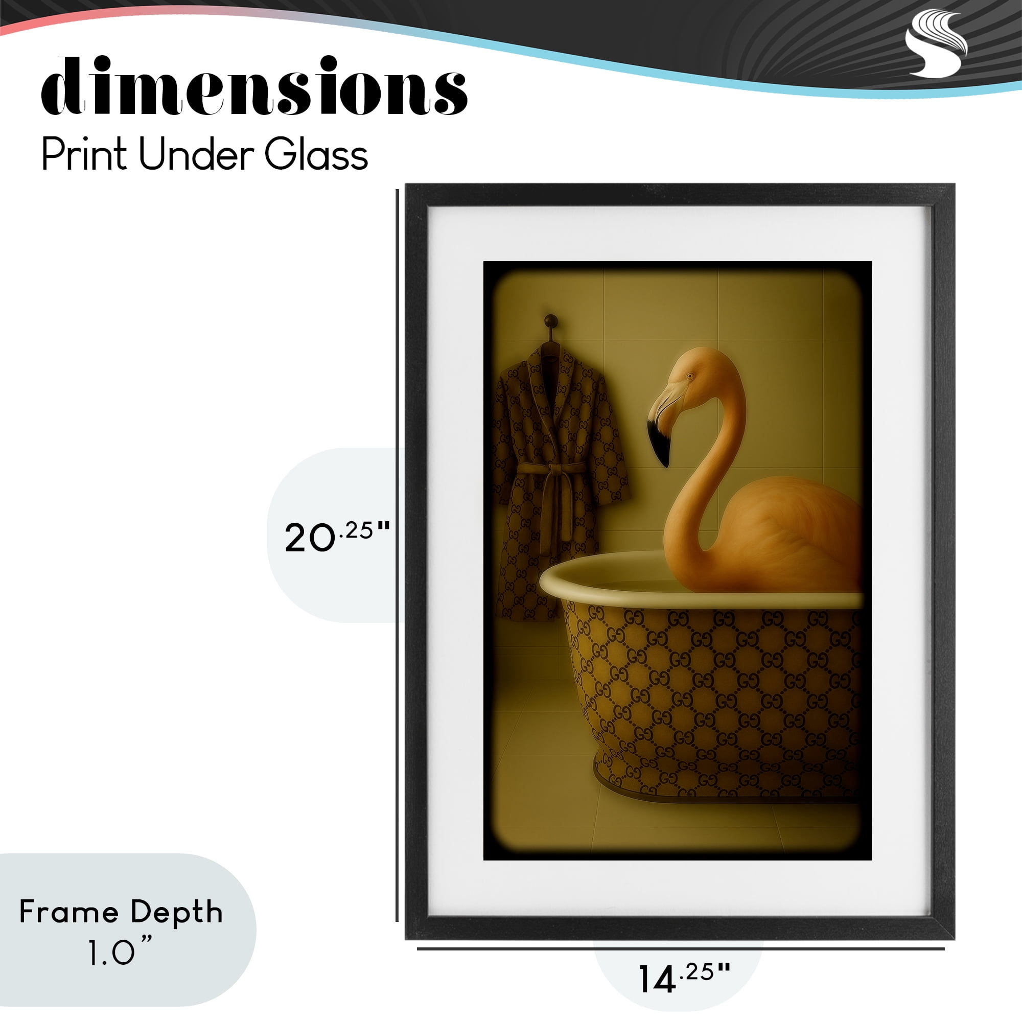 Stupell Industries Couture Flamingo in Luxury Tub Black Framed Print Under Glass, design by Grotto Studios
