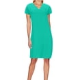 thumbnail image 2 of Kmdttou Women's Short Sleeve Loose Plain Dresses Women's Casual Fashionable Solid Color Slit Short Sleeved V-neck Dress, 2 of 6