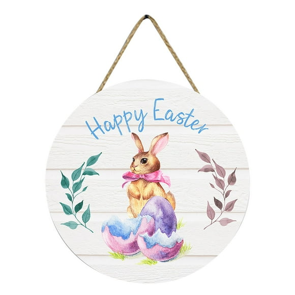 Home Decor Clearance Easter Round Door Plate Decoration Home Festive Atmosphere Wooden Hanging Sign Decoration Wall Decoration