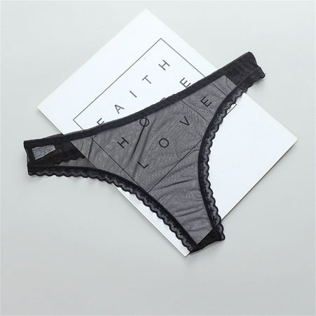 

Gauze Low-Waist G String Panties Lace Underwear Transparent Knickers Women Lingerie Female Perspective Thong Sheer BLACK