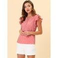 thumbnail image 3 of Blusa con Cuello En V Allegra K de gasa con volantes Rosa M, 3 of 5