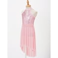 thumbnail image 3 of inhzoy Kids Girls Sequins Lyrical Dance Dress Halter Neck Ballet Figure Skating Dance Leotard Dress Pink 10, 3 of 8
