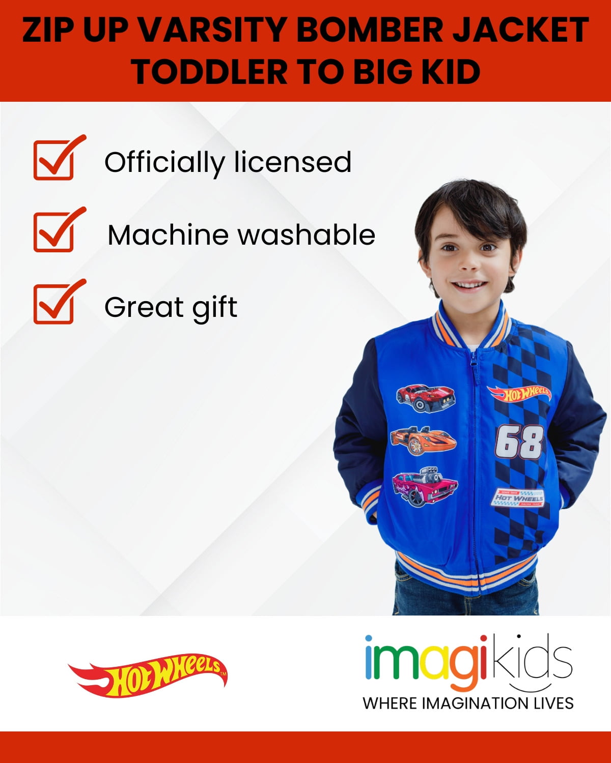 Kinder Hot Wheels Vlamlogo Grafische Print Varsity Jack in