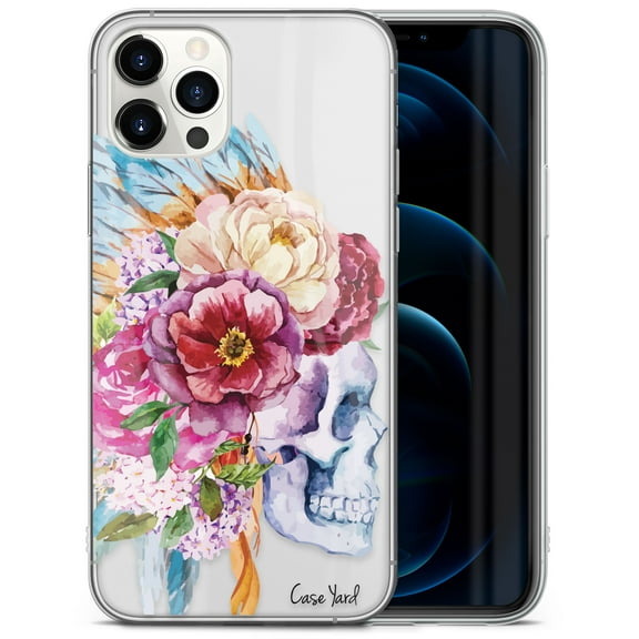 Case Yard iPhone-11-Pro Case Clear Soft & Flexible TPU Ultra Low Profile Slim Fit Thin Shockproof Transparent Bumper Protective Cover Drop Protective Cell Phone Cases (Watercolor Skull)