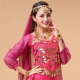 thumbnail image 2 of Gunia Girls Sequin Top Glitter Indian Belly Dance Outfits Long Sleeve Dance Blouse Performance Dancewear Party Sparkly Tops For Girl Pink, 2 of 6