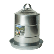 Farm Tuff Double Wall Cone Top Hanging Galvanized Metal Automatic Poultry Fountain Waterer for Chickens, 3 Gallon Capacity