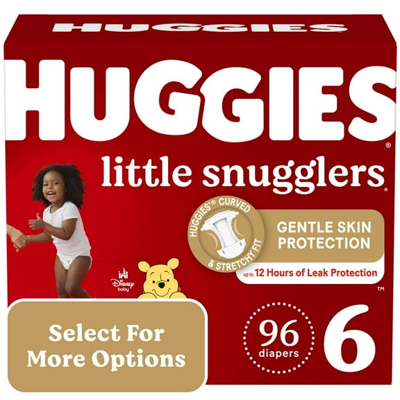 Huggies Little Snugglers Baby Diapers, Size 6 (35 lbs), 96 Ct (Select for More)