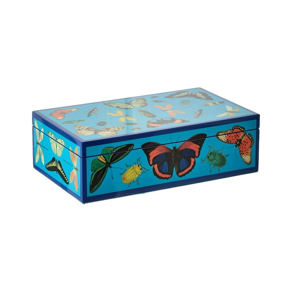 Jonathan Adler Medium Lacquer Botanist Box, Blue