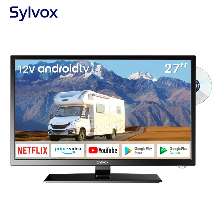 SYLVOX Smart RV TV, 27 inch TV with Built-in DVD Player, 12 Volt TV for RV  Camper, 1080P FHD Android TV Free Download APPs, Support WiFi Bluetooth, 2