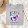 thumbnail image 3 of Jollimate Believe In Who You Are Butterfly T-Shirt, Watercolor Floral Inspirational Graphic Tee, Motivation Hope Gift for Women, 3 of 6