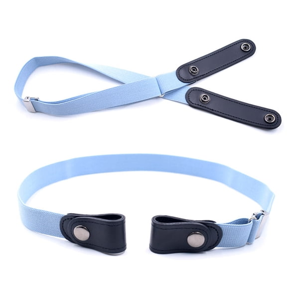 Tineasur  1Pcs Light Blue Fashion Stretchy No Buckle Unisex Elastic Belt for Daily Use