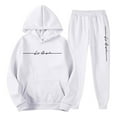 thumbnail image 4 of Jogging Suits for Men 2 Piece Set Letter Graphic Hoodie Sweatshirt and Drawstring Sweatpants Sets Casual Solid Fall Winter Long Sleeve Pullover Suit with Pocket, 4 of 5