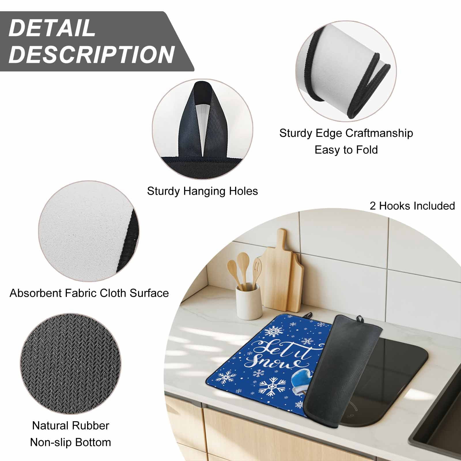 Blue Snowman Christmas Stove Top Cover for Electric Stove, Heat-proof & Non Slip Glass Top Stove Cover Protector, Xmas Winter Snowflake Let Snow Kitchen Flat Cooktop Rubber Mat 24x21 Inches