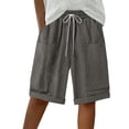 thumbnail image 6 of Only Moment Women's Drawstring Sweat Shorts Jute Casual Elastic High Waisted Wide Leg Cute Dressy Beach Shorts 2026 Vacation Beach Clothes Bike Shorts Wowomen Dark Gray,S, 6 of 7