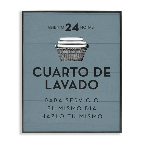 Stupell Industries Publicidad DÃa de LavanderÃa, Azul Bath & Laundry Painting Black Framed Art Print Wall Art, 11 x 14