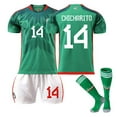 thumbnail image 1 of 22Green 14BNew Design Traje de uniformes de fútbol para hombres y mujeres Chicharito 14 # A.guardado 18 # Kids Sport Fashion Football Team Jersey Set con calcetín y protección de rodilla esquí esquí Gafas de esquí, 1 of 1