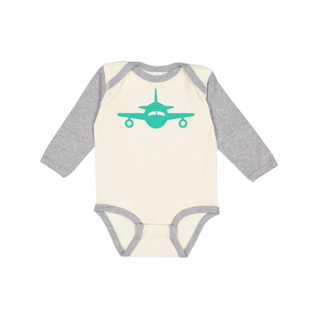 

Inktastic Cute Teal Airplane Boys or Girls Long Sleeve Baby Bodysuit