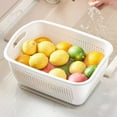 thumbnail image 5 of Fruit and Vegetable Drain Basket Kitchen Colander Double Layer Strainer Washing Bowl Leak Proof Household Food Safe, 5 of 6