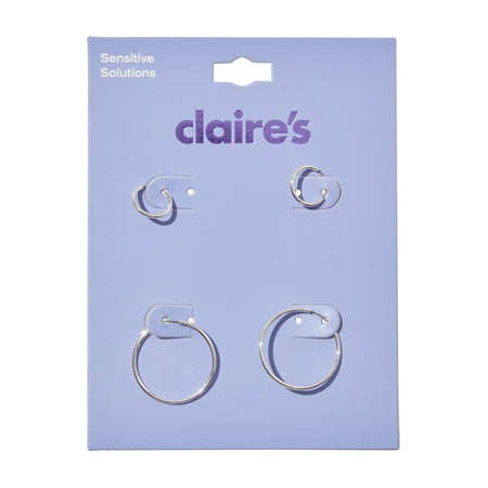 Claire's Teen Girls Classic Endless Silver Hoop Earrings, 10 & 20mm, 2-Pair