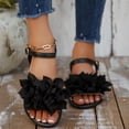 thumbnail image 2 of HomeDM Sandals for Women Open Toe Flats Dressy Flower Summer Vacation Sandals Ankle Strap Comfort Walking Beach Sandals, Size 5.5, 2 of 9