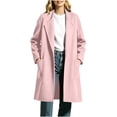 thumbnail image 4 of cocolona Trench Coat for Women Open Front Long Sleeve Solid Color Long Jacket Notch Lapel Lined Fall Winter Wool Coat with Pockets, 4 of 7