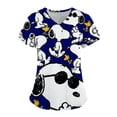 thumbnail image 3 of Camiseta de Snoopy de Estados Unidos para mujer, uniformes de trabajo hospitalarios informales, ropa de trabajo de cuello en V y manga corta, ropa de enfermera de dibujos animados para mujer, 3 of 5