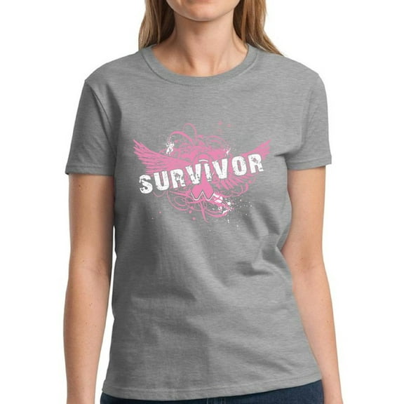 Survivor Pink Ribbon TShirt for Women Awareness Ladies T-Shirt - S M L XL 2XL 3XL Graphic Tee - Breast Cancer Awareness Gift Women Shirt