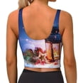 thumbnail image 3 of Fotbe Lantern On Snow With Christmas Pattern Womens' Sports Bra Longline Wirefree Padded with Medium Support Sports Moisture-Wicking Workou Vest,Tank Top-X-Large, 3 of 9