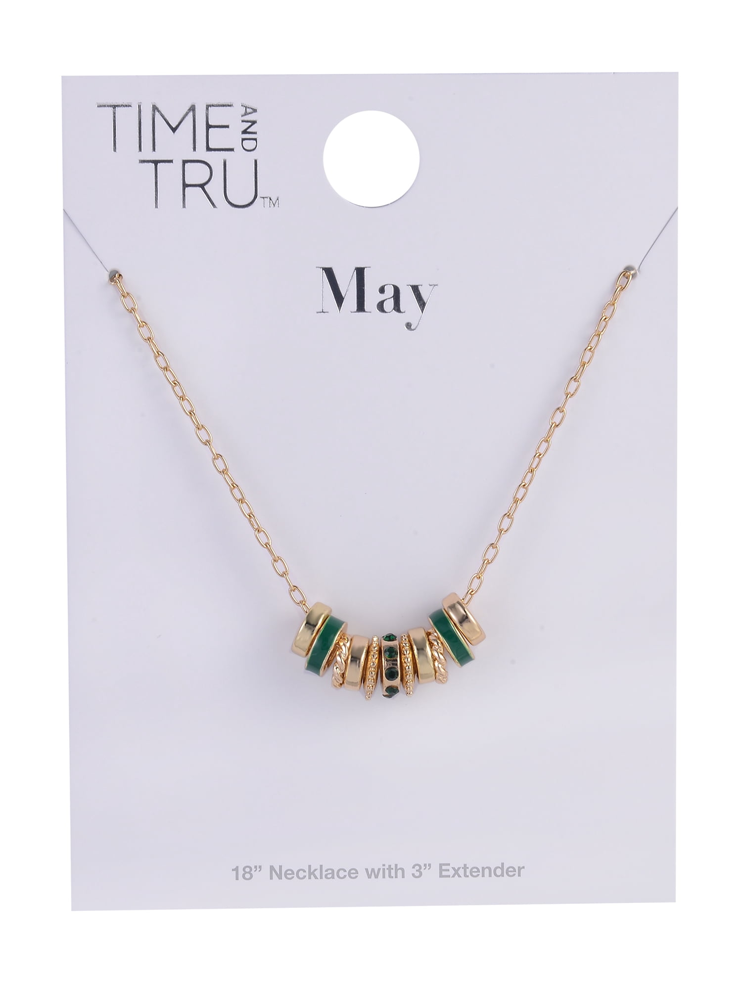 Time and Tru Goldtone Chain with Emerald Birthstone "May" Necklace