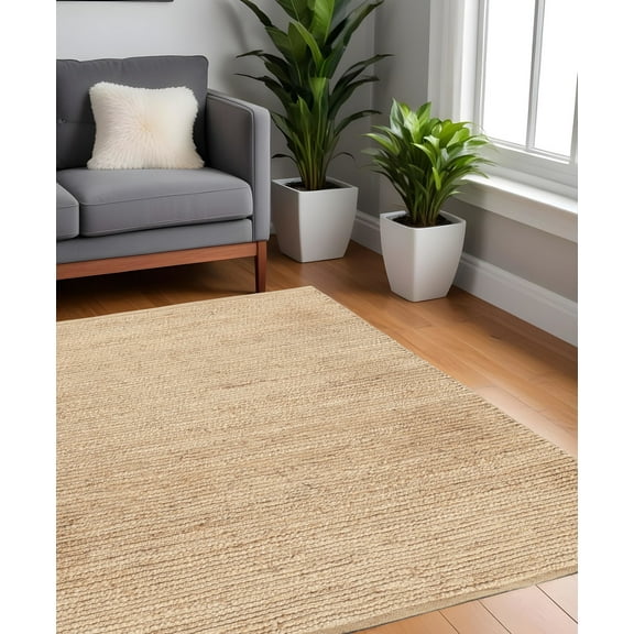 HomeRoots 569885 5 ft. Hand Woven Square Rug, Beige