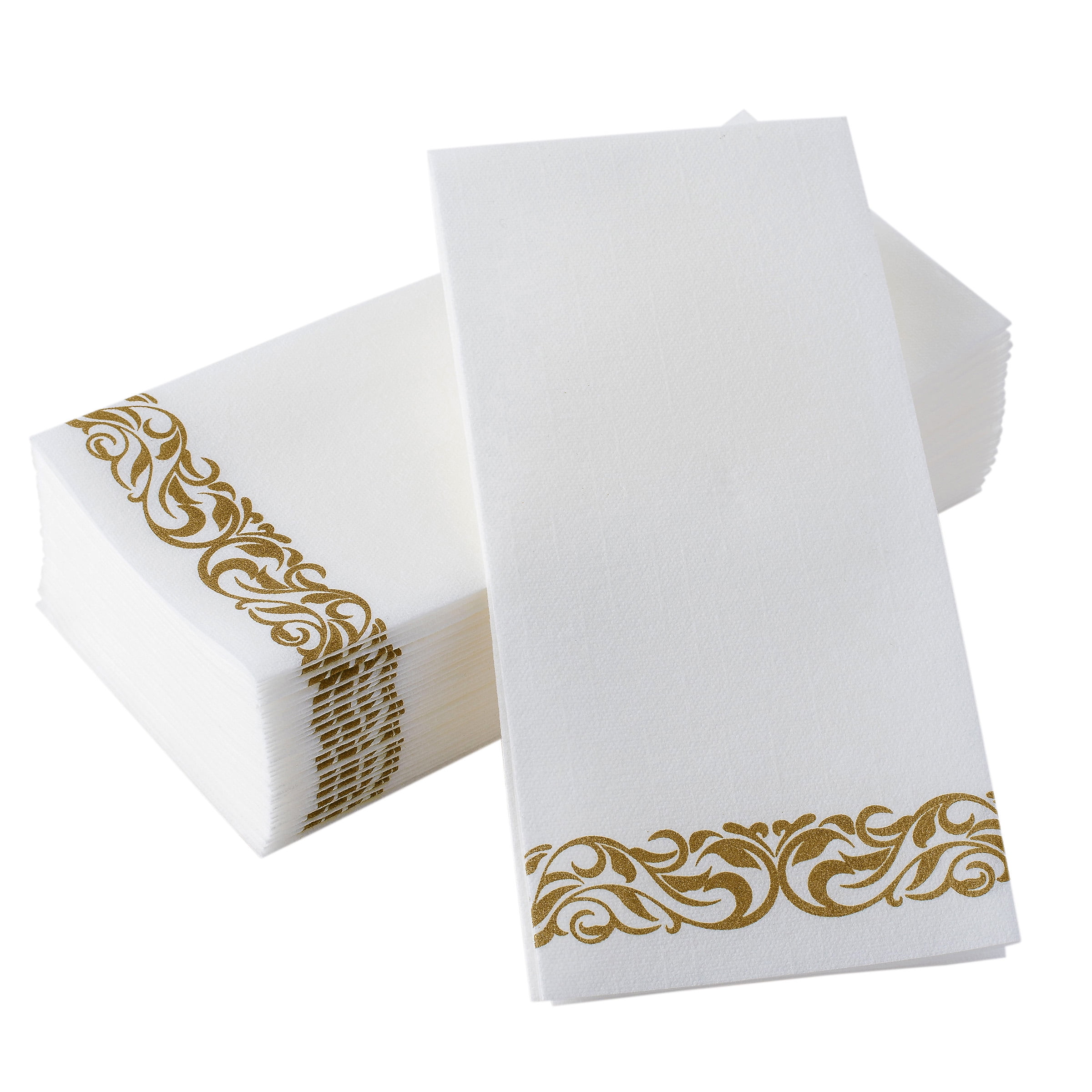 Bloomingoods Decorative Hand Towels, Paper Napkins / Disposable LinenFeel Guest Towels, Gold